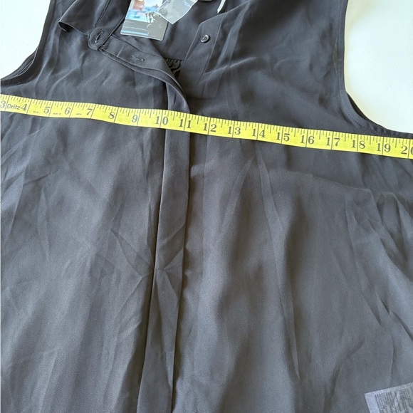 Sparkle & Fade Sheer Sleeveless Button up Pleated Black Top Hi Low Hem Goth - Picture 10 of 11